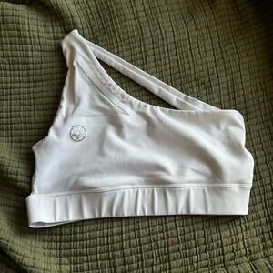 Purvelo White One Shoulder Sports Bra Cropped Top Small